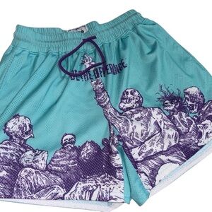 Men's Athletic Shorts - Teal with Purple Graphic - Unbranded